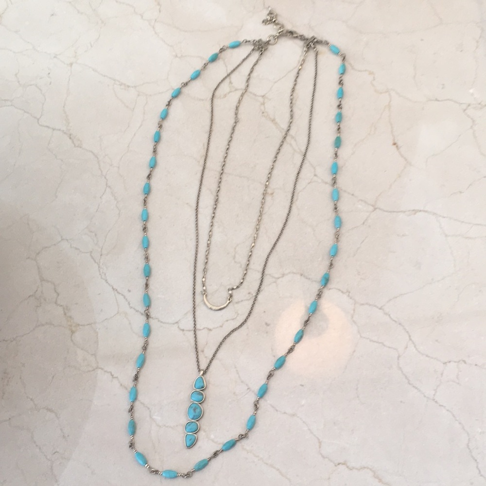 Lucky Brand layered gold/ turquoise necklace